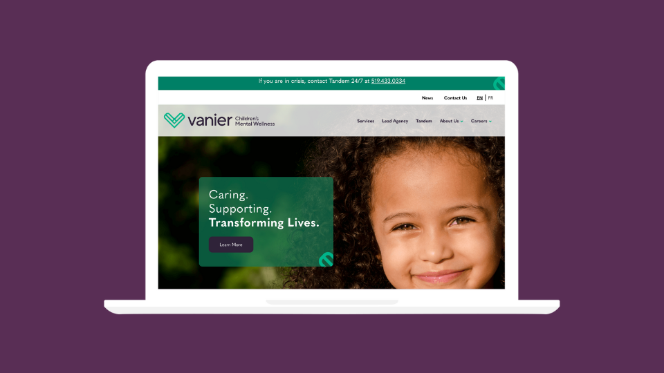 Vanier website on laptop