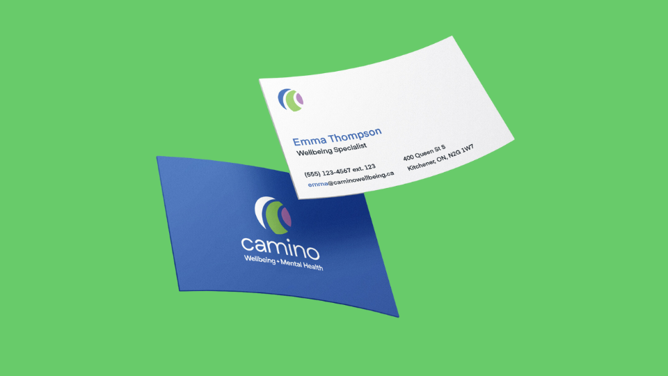 Business card mockups with Camino logo