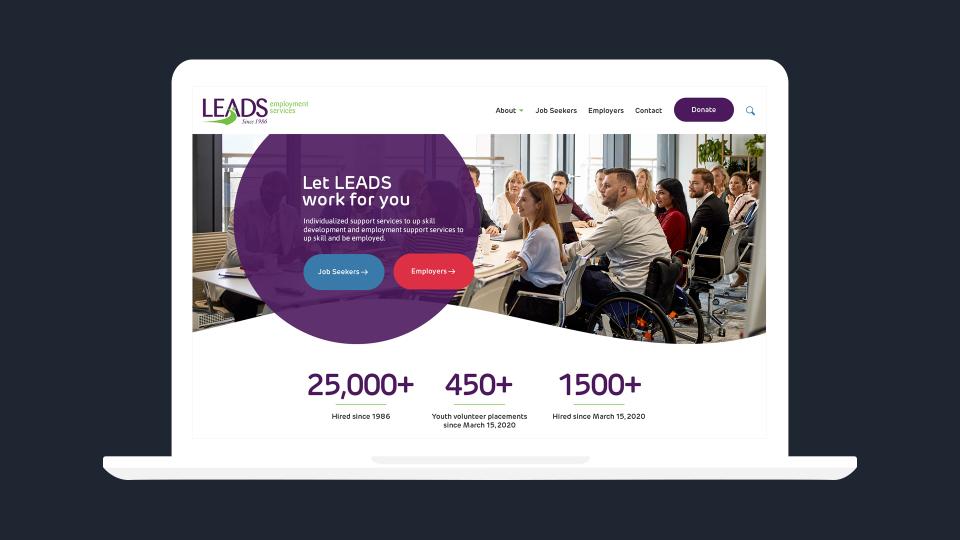 Leads homepage on a laptop