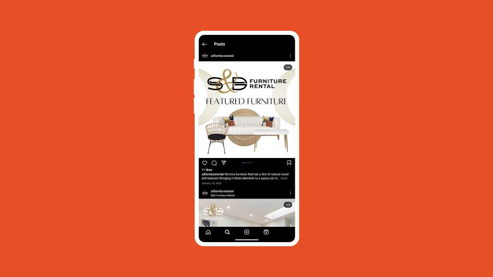 Featured furniture post on S&D Furniture Instagram